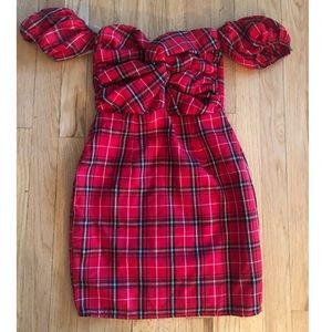 Revolve Red Plaid Mini Dress by About US in XS